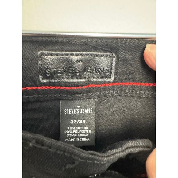 NWT STEVE’S JEANS ALEC Color SLIM FIT STRETCH SU9AABALEF1 32x32 Black - Picture 3 of 8